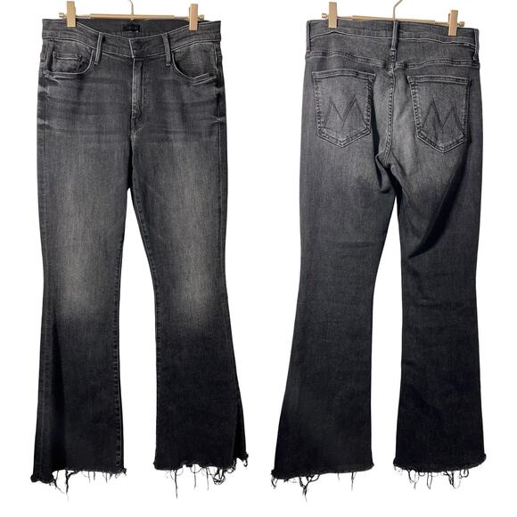 MOTHER Womens The Weekender Fray Flare Jeans Size 30 Black Night Shadow Mid Rise - Picture 1 of 11
